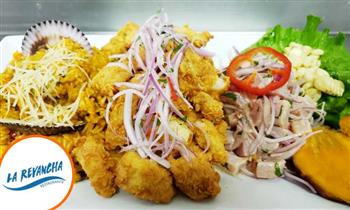 trio marino Arroz con mariscos ceviche y mas con La Revancha / Opcion a delivery