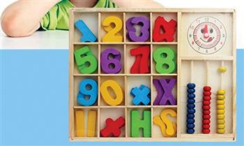Tabla de madera ecologica educativa - numeros y colores para niños