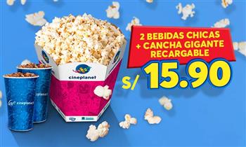 Combo Cineplanet cancha gigante recargable 2 bebidas
