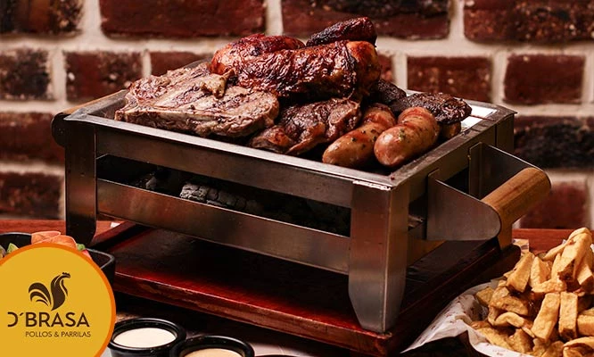 Parrilla Pareja para 2 personas: Churrasco, Chuleta, Pollo a la leña y más
