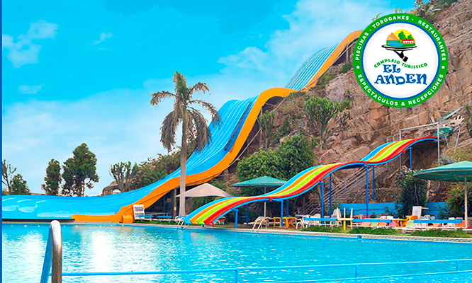 Full Day para 1 o 2 personas niño o adulto a Complejo Turístico EL ANDEN: Piscinas, toboganes y más