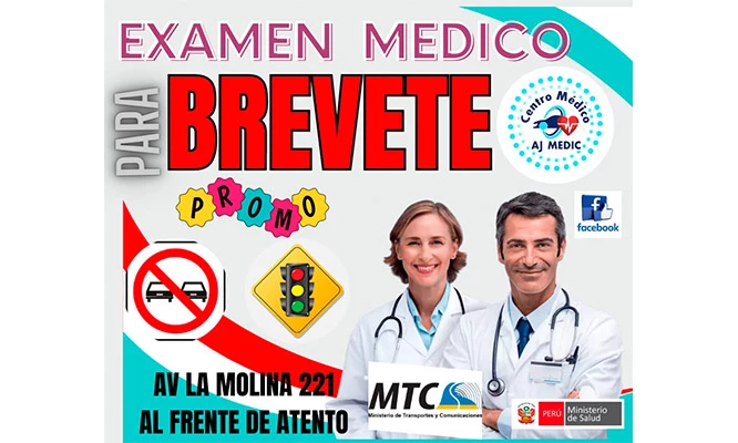 Examen medico para brevete LA MOLINA para AUTO