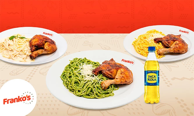 POLLO A LA BRASA: 1/4 de Pollo  + Spaguetti en salsa a elección + Gaseosa personal