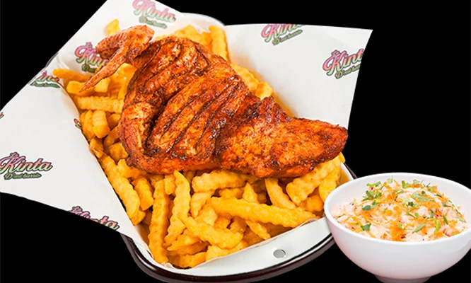 POLLADA:  2 Polladas + papas fritas + ensalada + Jarra de chicha