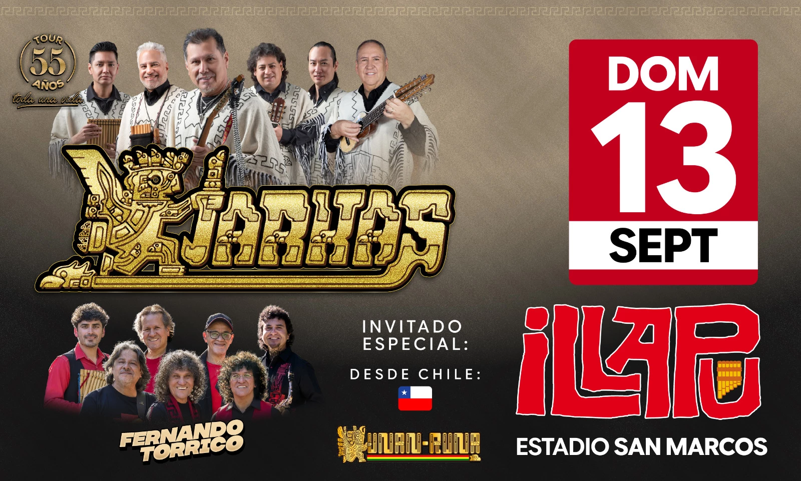 Kjarkas Tour Toda una vida 2026: 13 de Setiembre. Estadio San Marcos