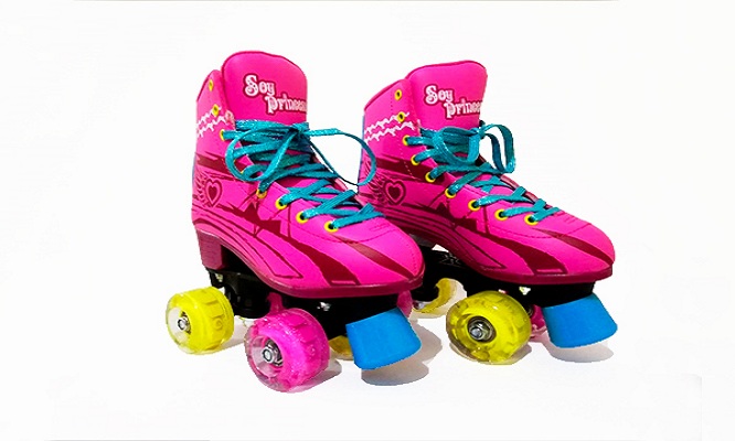 Patines Soy Princesa 4 ruedas con luces coderas rodilleras de Bikekam