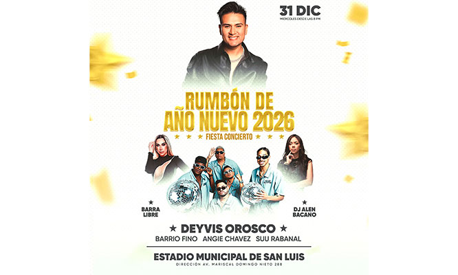 RUMBON DE AÑO NUEVO 2026:  Estadio Municipal de San Luis ( TU CUPÓN ES LA ENTRADA )