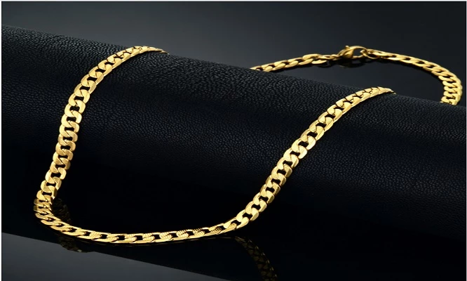 Cadena Lomo de Acero para Hombre Enchapado en Oro de 18K.