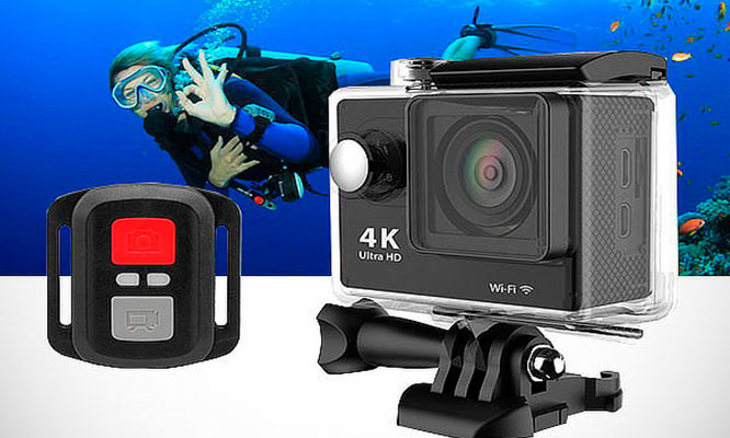 Camara filmadora acuatica 4K ultra HD control