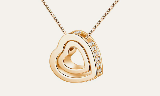 Collar doble Corazon bañado en oro