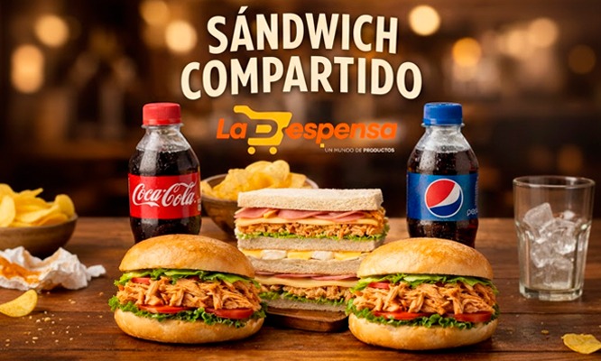 2 sándwich de pollo+ papas al hilo + mixto + Gaseosa de 350ml ideal para llevar en La Despensa
