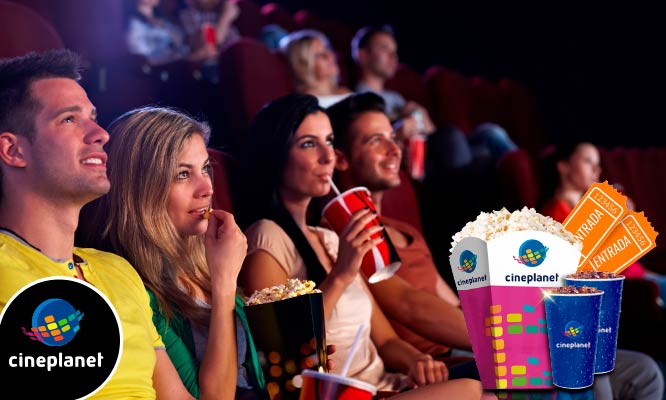 Cineplanet Descuento en 2 entradas 2D combo recargable Valido para Lima y Provincias
