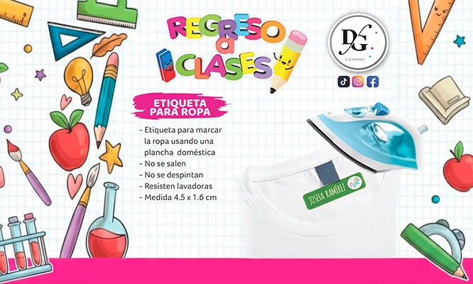 Pack de 20  etiquetas para marcar la ropa ¡No se sale, no se despinta! Ideal para el regreso a clases