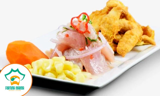 3 PLATOS A ELECCION: Ceviche + Arroz con Marisco + Chicharrón mixto o Causa de pulpa de cangrejo en Fortuna Marina de Los Olivos