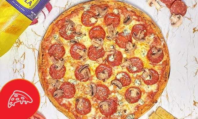 PIZZAS: Combo a elección: pizza grande a elección + pan al ajo  o palitos + bebidas y más