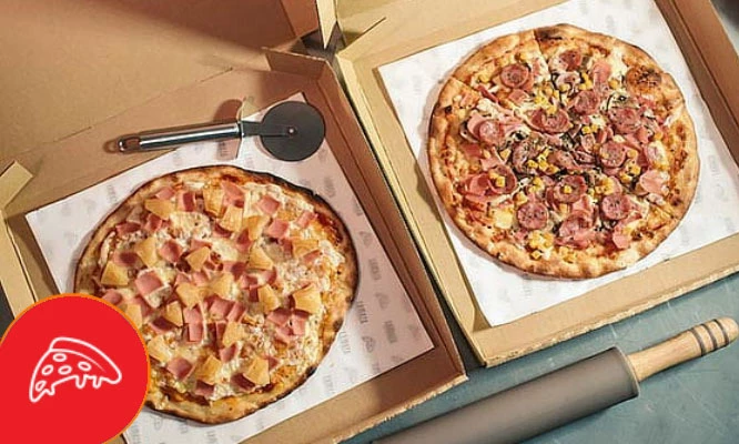 Combo a elección: pizza grande a elección + pan al ajo  o palitos + bebidas y más