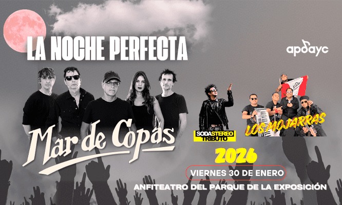 CONCIERTO LA NOCHE PERFECTA: MAR DE COPAS y LOS MOJARRAS, Parque de la Exposición, 30 de enero.