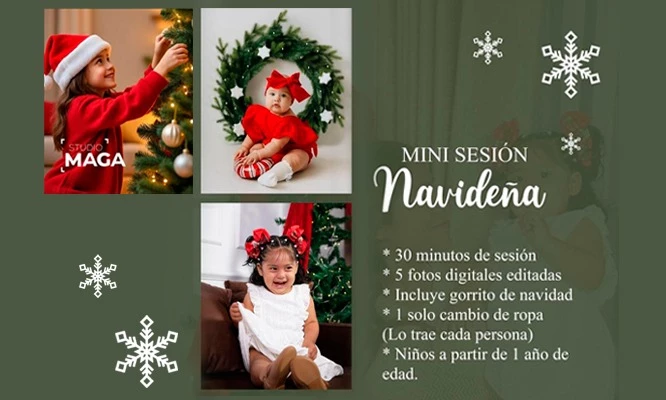 Mini sesión fotografica Navideña en Maga Studio.