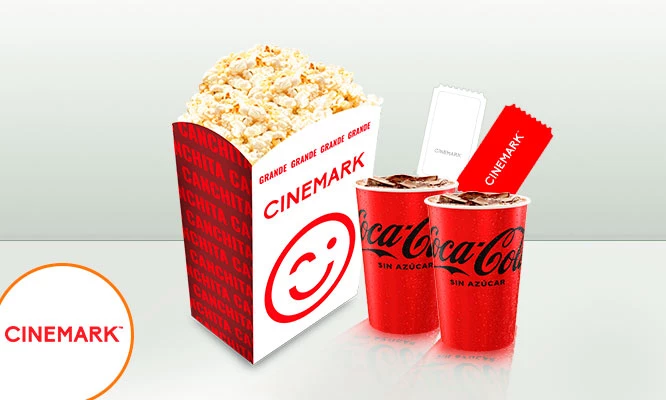 CINEMARK: 2 Entradas + 2 gaseosas + cancha mediana o grande según elijas (validación ONLINE o física)