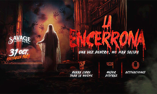 Halloween LA ENCERRONA – Barra libre.