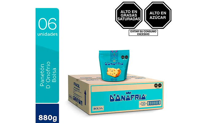 DONOFRIO : Caja de 06 panetones presentación en bolsa ziploc (880 grs)