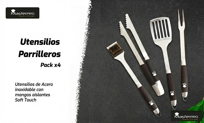 Pack x4 de utensilios parrilleros ¡INCLUYE DELIVERY!