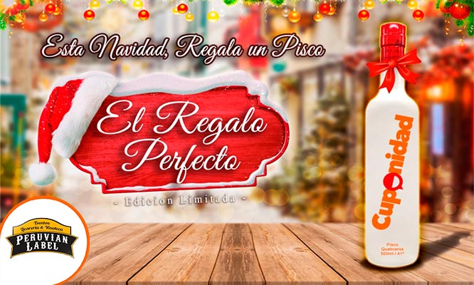 Botella de Pisco La Caravedo con serigrafiado corporativo
