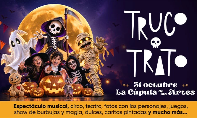 TRUCO o TRATO:  Fiesta de Halloween para niños 31 OCTUBRE   en la Cúpula de las Artes del Jockey Plaza