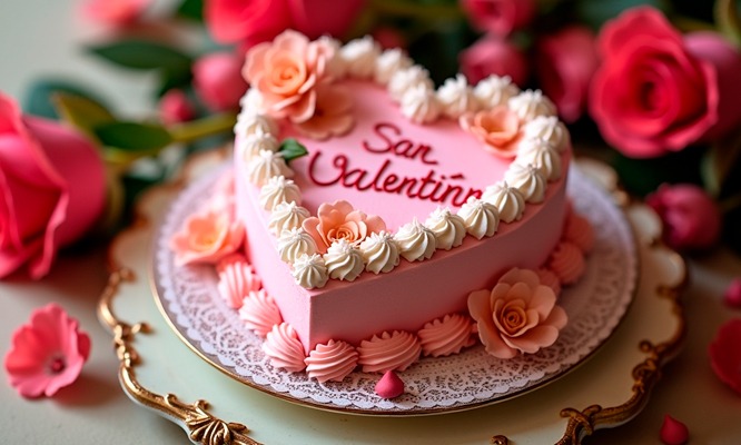 Torta temática Corazón coquette para san Valentín