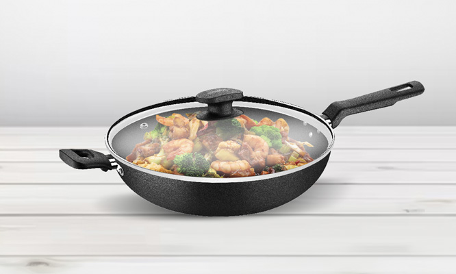 Wok Loreto 28 cm Tramontina antiadherente Starflon Max + tapa ¡INCLUYE DELIVERY!